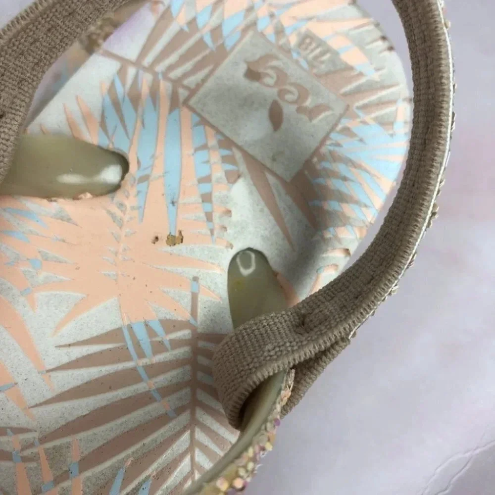Reef‎ flip flops glitter peach tropical size 7-8 toddler